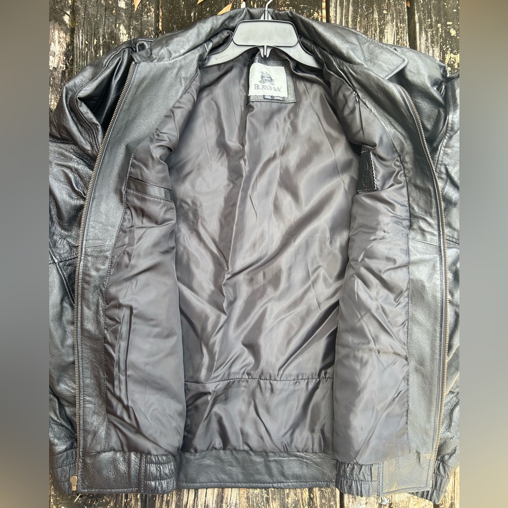 Burk’s Bay Men’s Big & Tall Long Sleeve Full Zip 5XL Black Leather Jacket Coat - Picture 5 of 9
